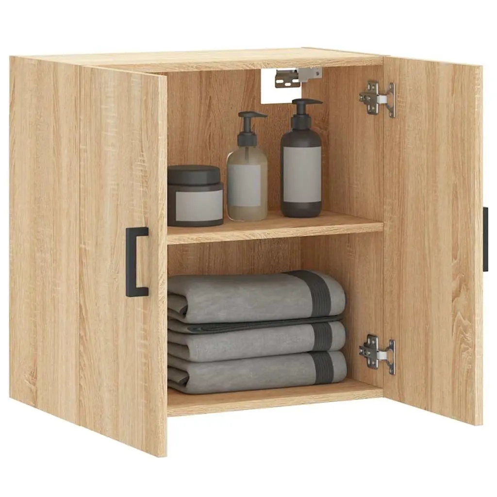 Wall Cabinet Storage Organizer Floating Engineered Wood Brown 60x31x60cm