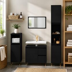 Versatile Storage Solutions with Black Bathroom Cabinet 30x30x190cm