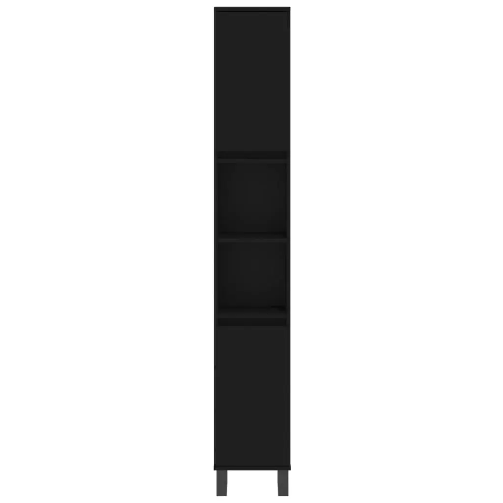 Bathroom Cabinet Black 30x30x190 cm Tall Storage Cupboard with Doors and Shelves