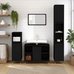 Practical Black Bathroom Cabinet 30x30x100 cm for Home Use