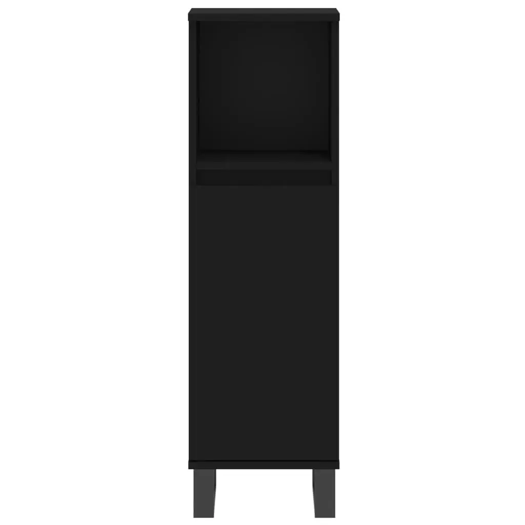 Bathroom Cabinet Engineered Wood 30x30x100 cm Black Storage Unit with Door and Shelf
