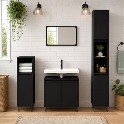 Functional Black Bathroom Storage Solution