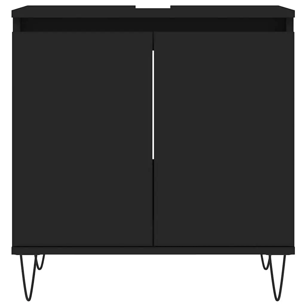 Bathroom Cabinet Storage Engineered Wood Black 58x33x60 cm 2 Door