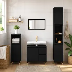 Functional Black Bathroom Vanity with Drawers