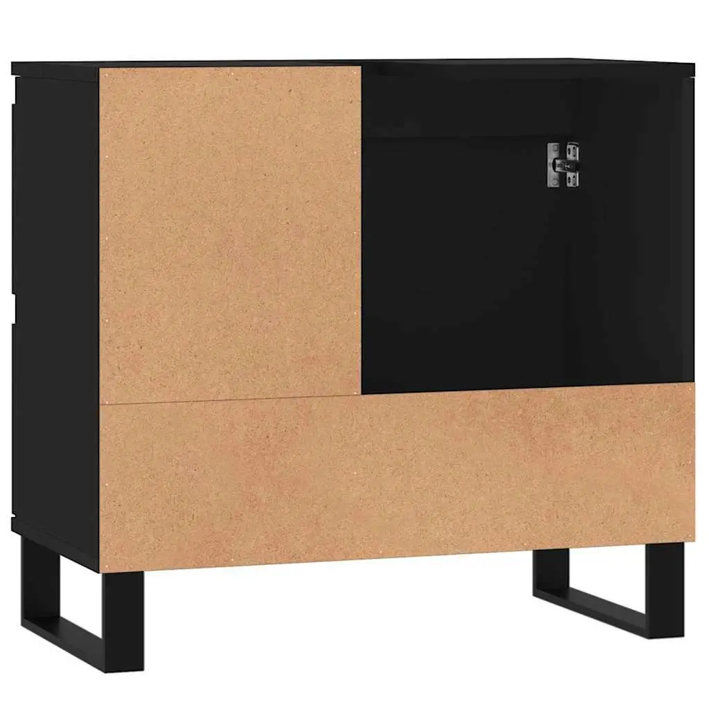 Black Bathroom Cabinet Engineered Wood 65x33x60cm Storage with Door and Drawers