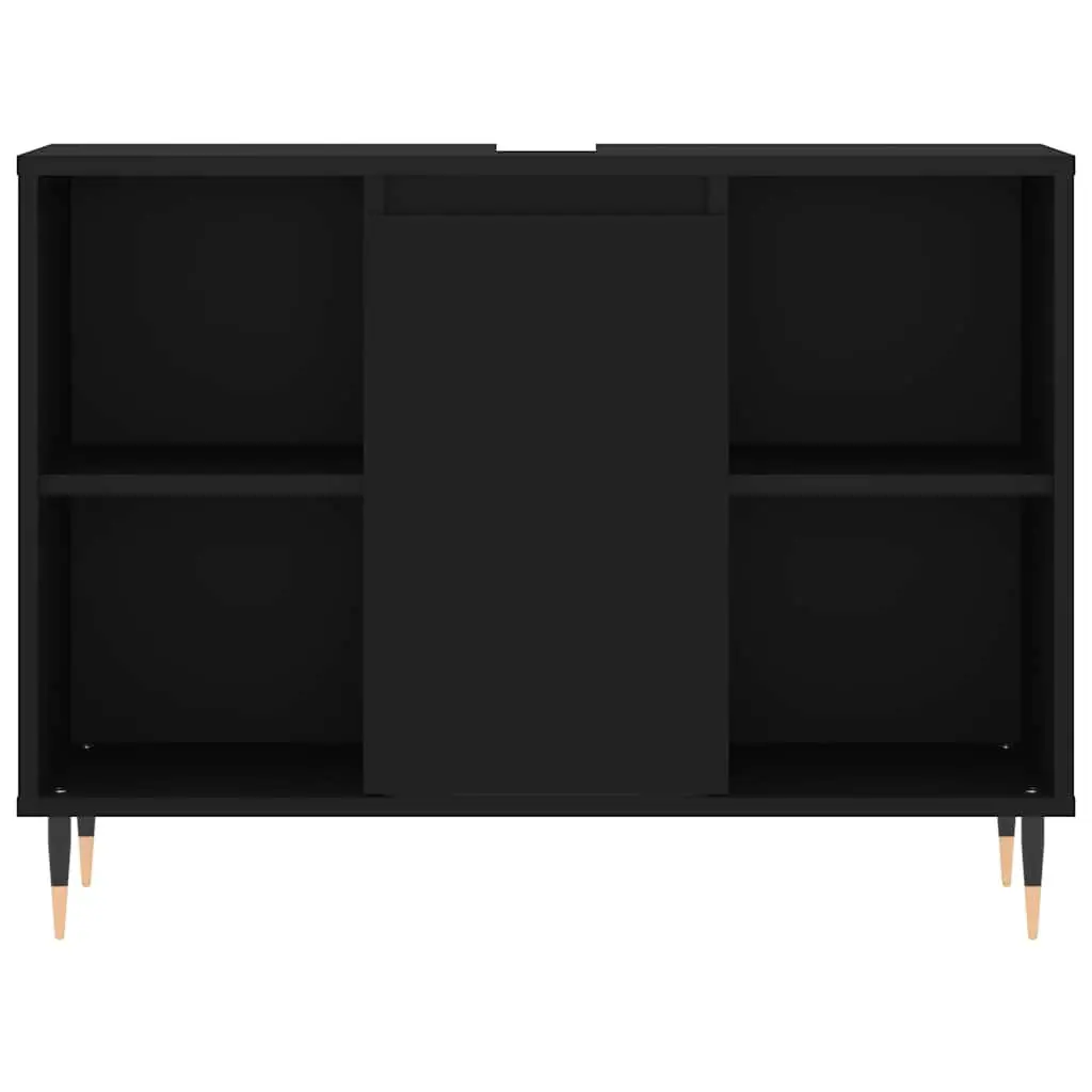 Bathroom Cabinet Engineered Wood Black 80x33x60cm Storage Unit with Door and Shelves