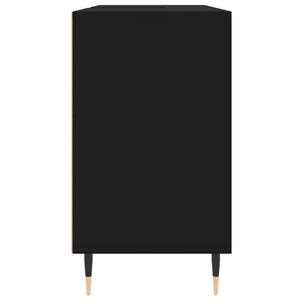 Bathroom Cabinet Engineered Wood Black 80x33x60cm Storage Unit with Door and Shelves