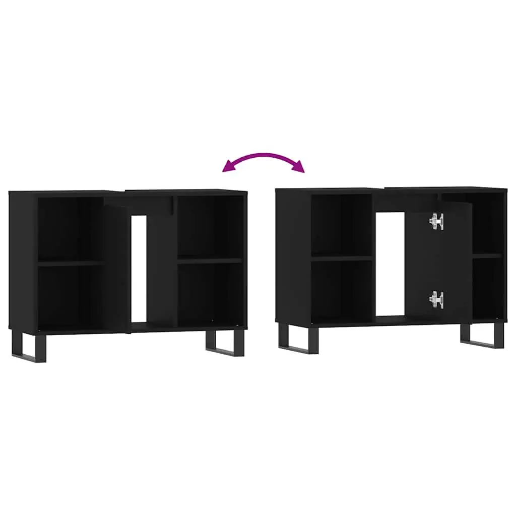 Bathroom Cabinet Engineered Wood Black 80x33x60cm