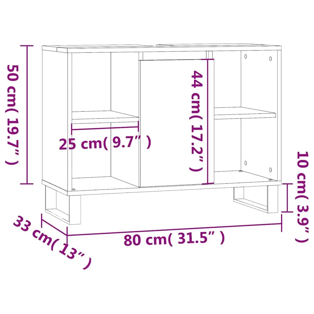 Bathroom Cabinet Engineered Wood Black 80x33x60cm