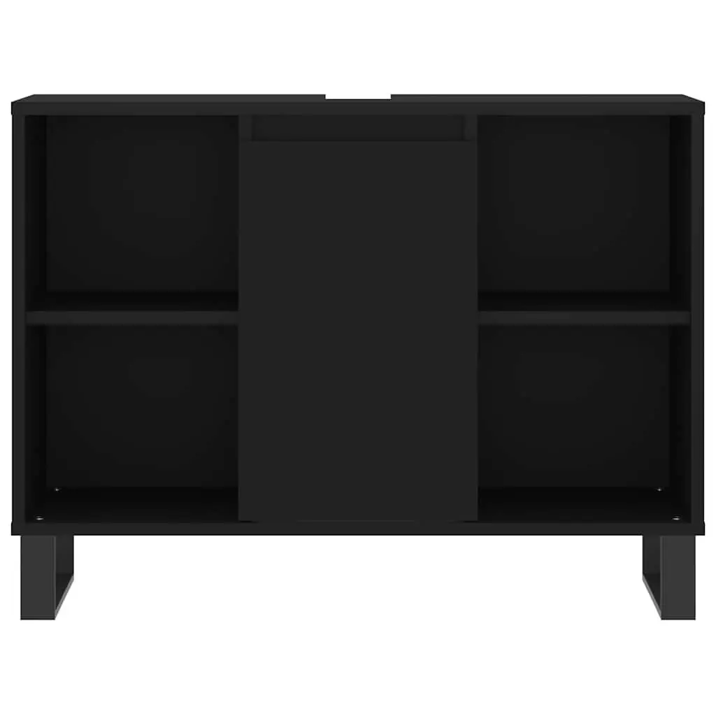 Bathroom Cabinet Engineered Wood Black 80x33x60cm
