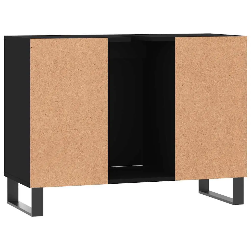 Bathroom Cabinet Engineered Wood Black 80x33x60cm