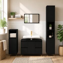 Functional Black Bathroom Cabinet with Versatile Storage