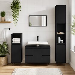 Functional Black Bathroom Cabinet with 4 Drawers