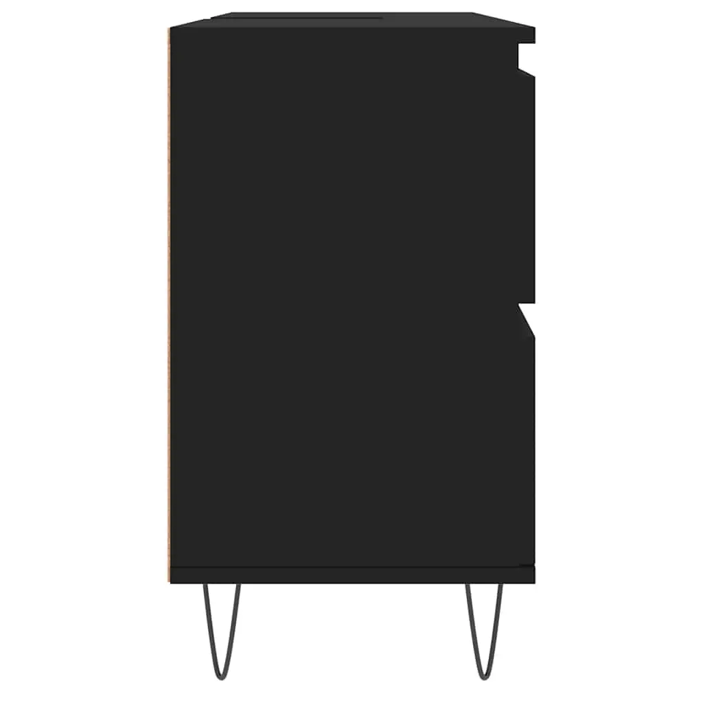 Black Bathroom Cabinet with 4 Drawers Engineered Wood 80x33x60 cm Storage Furniture