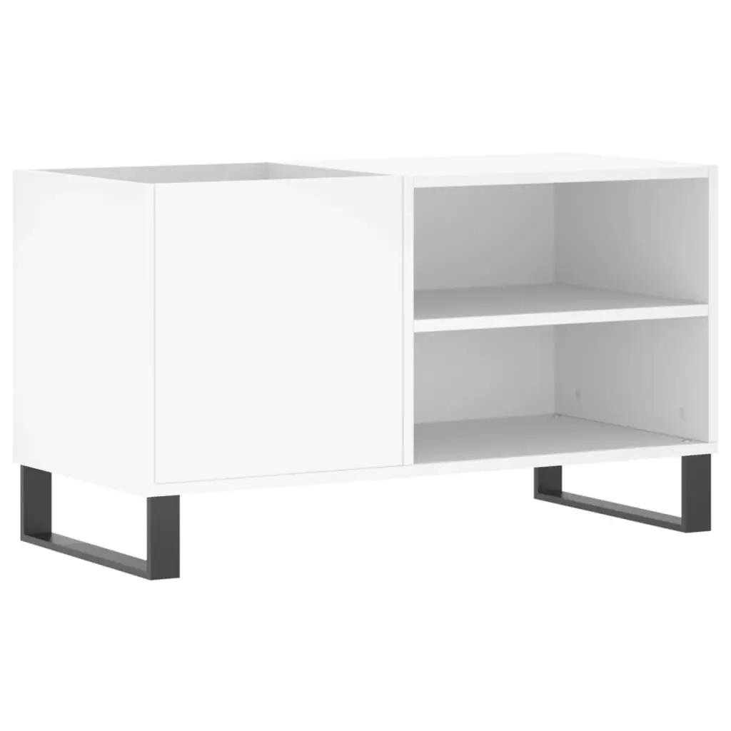 Record Cabinet Engineered Wood White Spacious Interior for Vinyl LP Music Storage Display 85x38x48cm Sturdy Top Surface