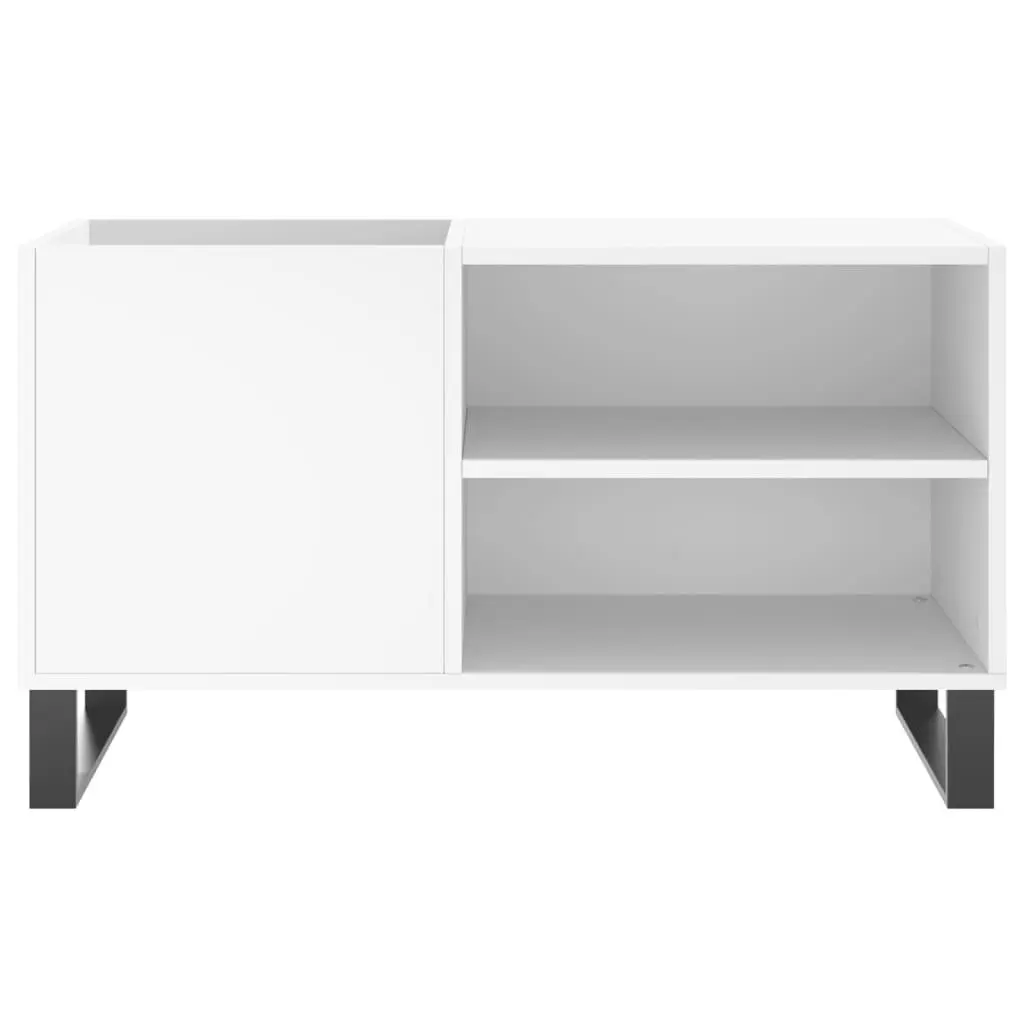 Record Cabinet Engineered Wood White Spacious Interior for Vinyl LP Music Storage Display 85x38x48cm Sturdy Top Surface
