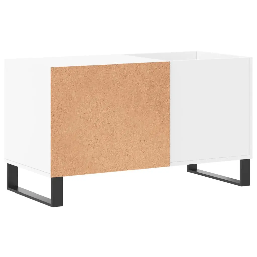 Record Cabinet Engineered Wood White Spacious Interior for Vinyl LP Music Storage Display 85x38x48cm Sturdy Top Surface