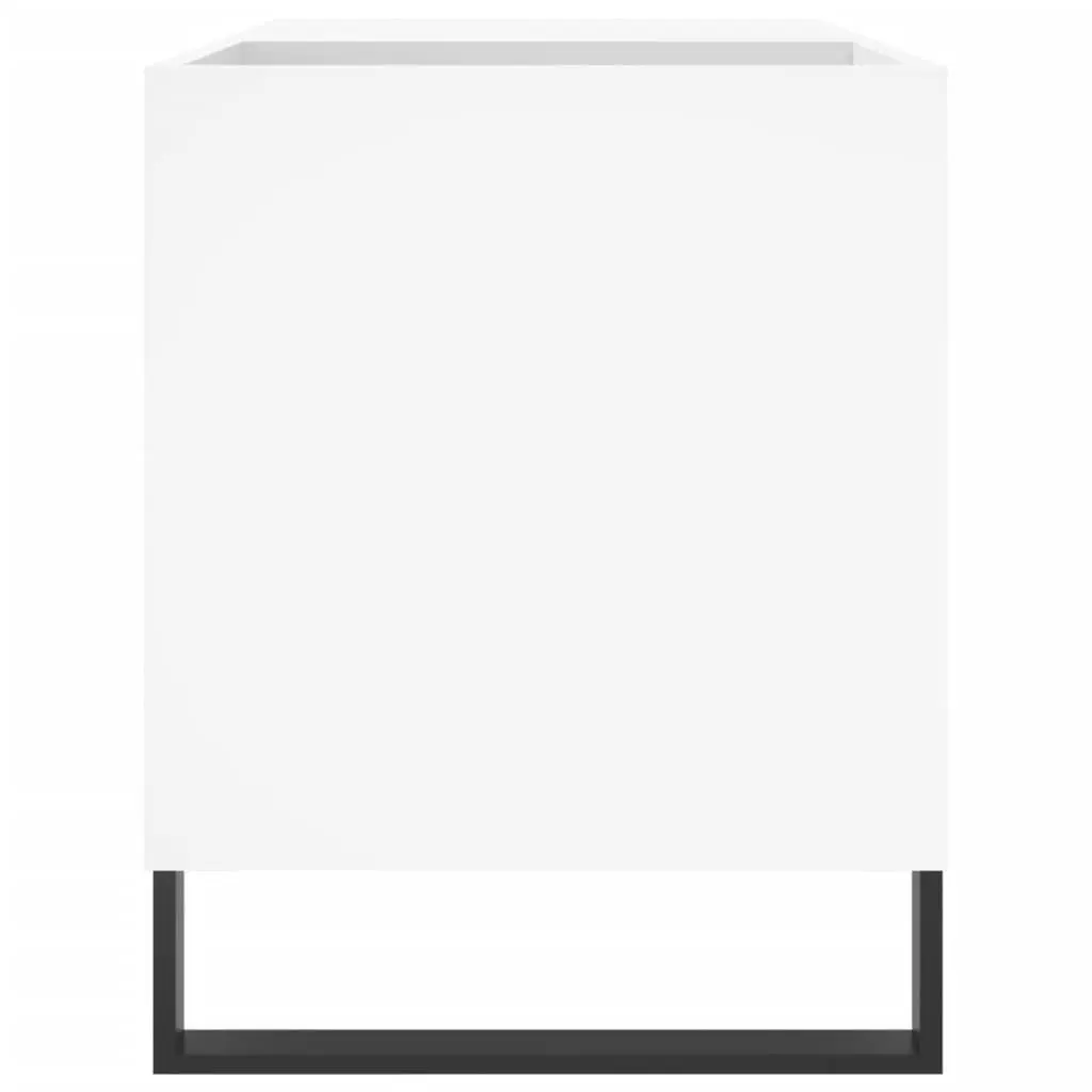Record Cabinet Engineered Wood White Spacious Interior for Vinyl LP Music Storage Display 85x38x48cm Sturdy Top Surface