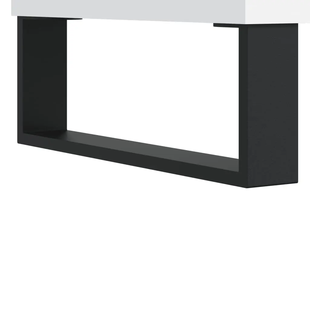 Record Cabinet Engineered Wood White Spacious Interior for Vinyl LP Music Storage Display 85x38x48cm Sturdy Top Surface