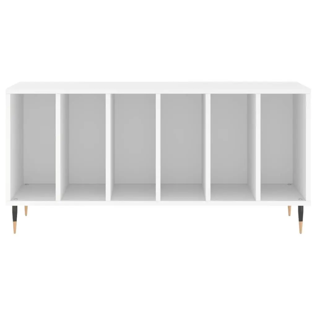 Vinyl Organiser Engineered Wood White Record Cabinet Spacious Interior Sturdy Top Surface 100x38x48cm