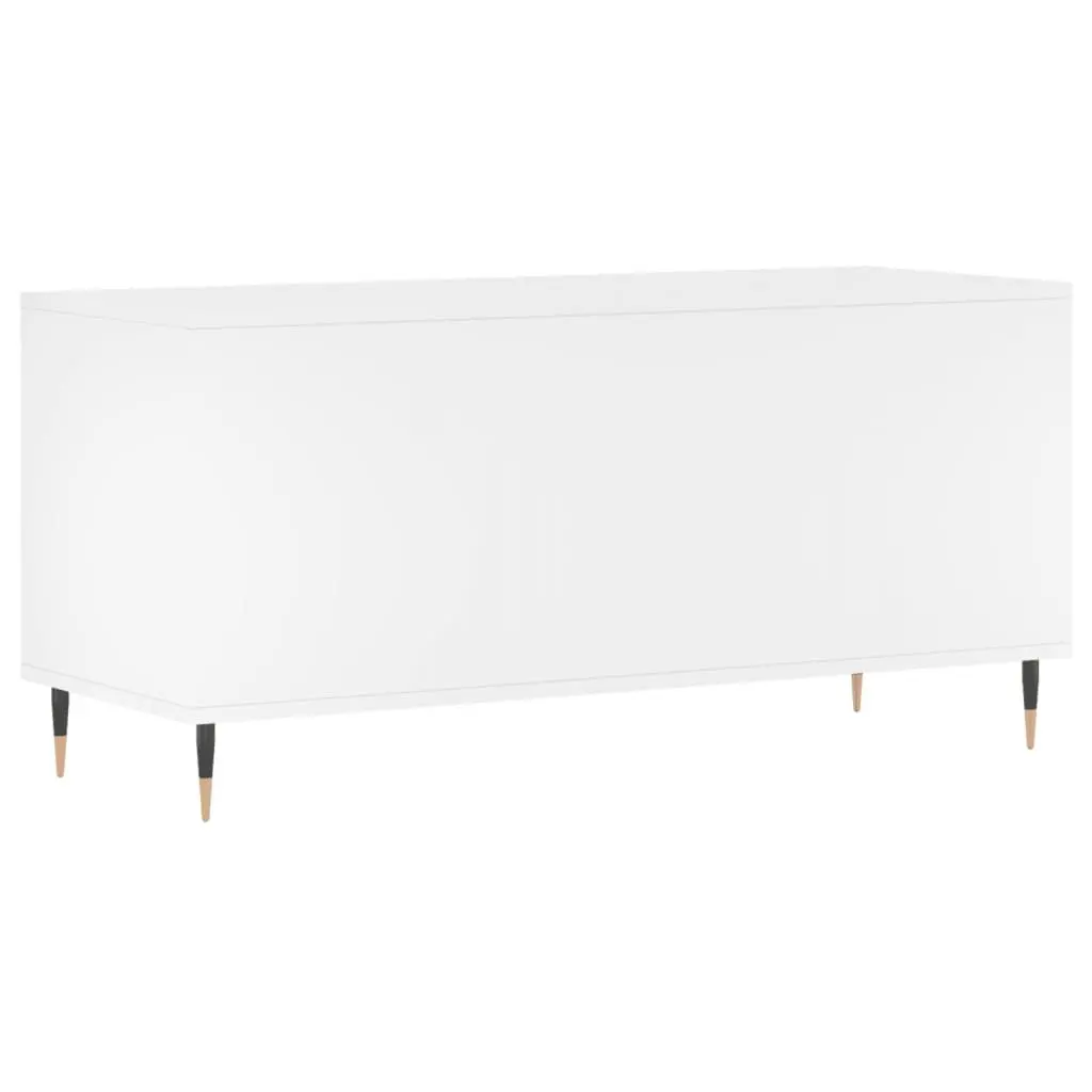 Vinyl Organiser Engineered Wood White Record Cabinet Spacious Interior Sturdy Top Surface 100x38x48cm