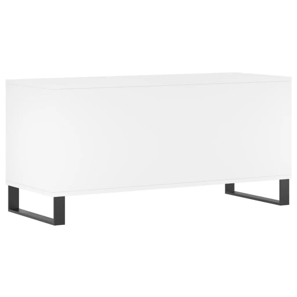 Vinyl Record Cabinet Engineered Wood White 100x38x48cm Storage Display Organizer with Sturdy Top for Audio Equipment