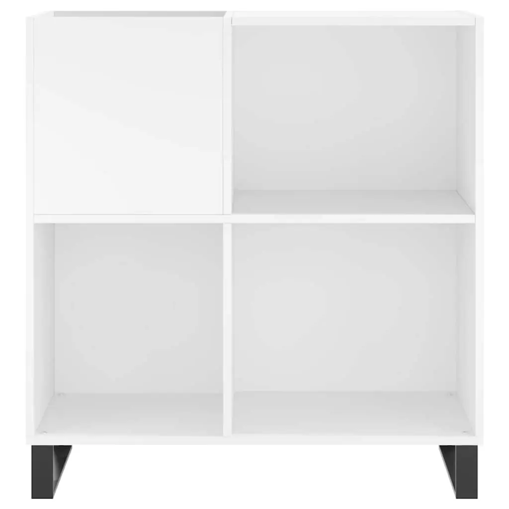 Record Cabinet Engineered Wood White Storage Media Vinyl LP Organizer