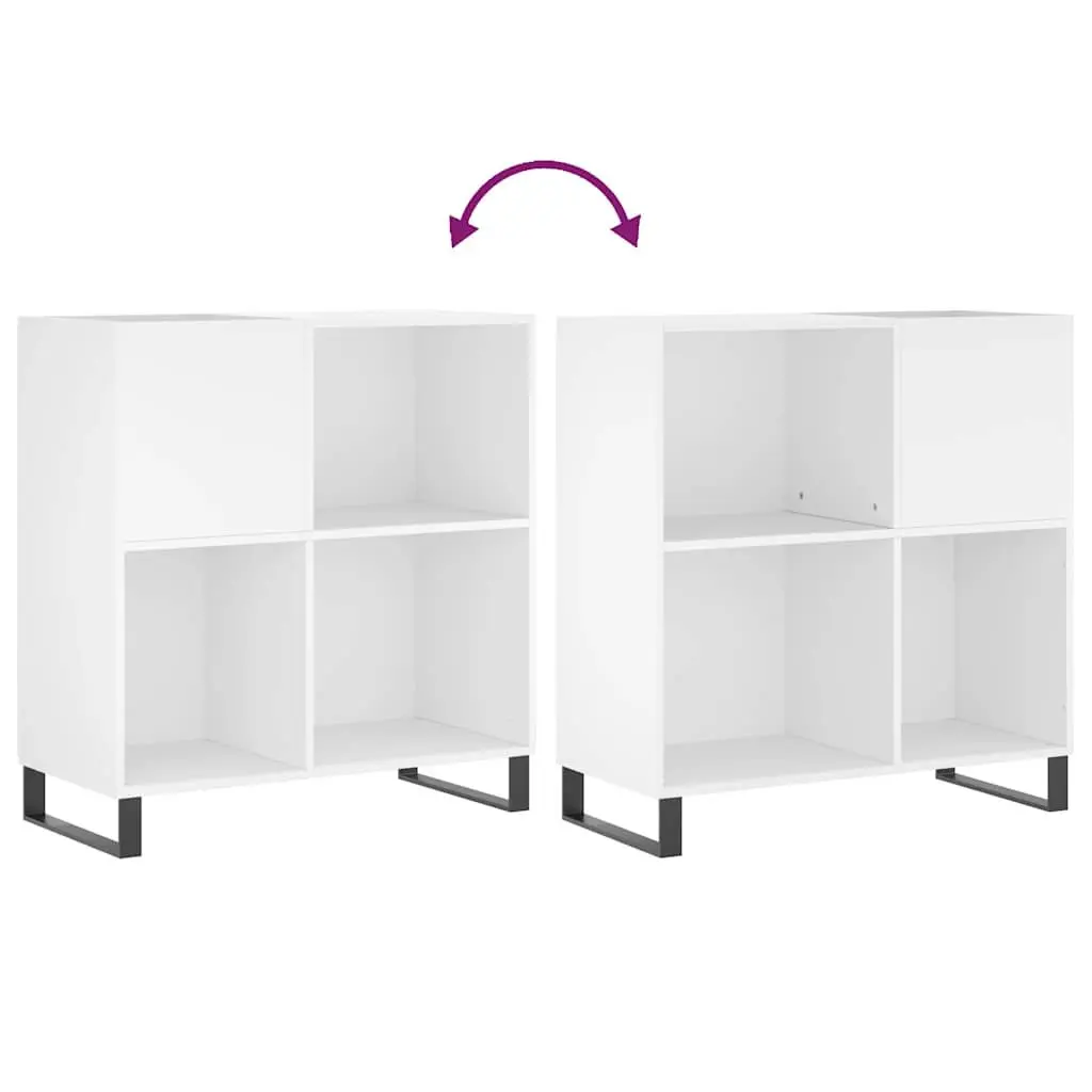 Record Cabinet Engineered Wood White Storage Media Vinyl LP Organizer