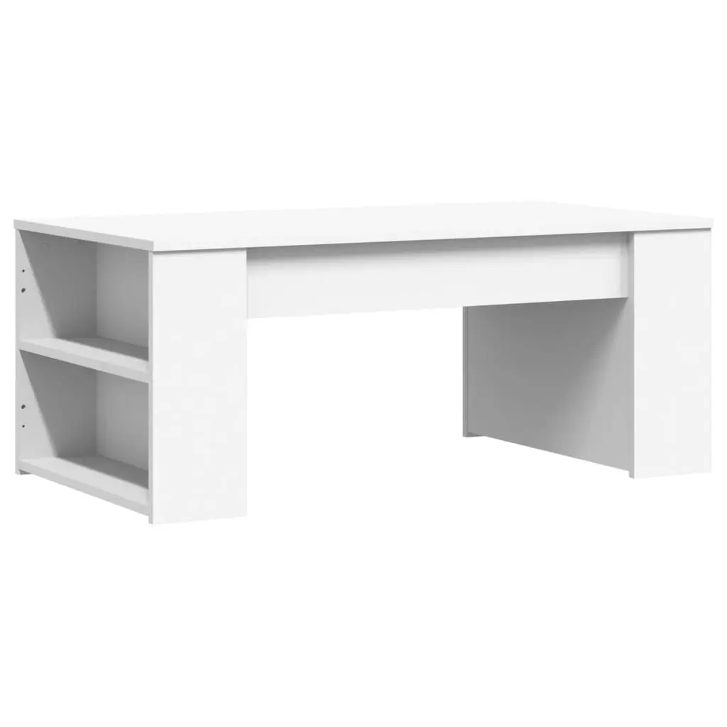 Coffee Table White Engineered Wood 102x55x42cm Storage Compartment Living Room Furniture
