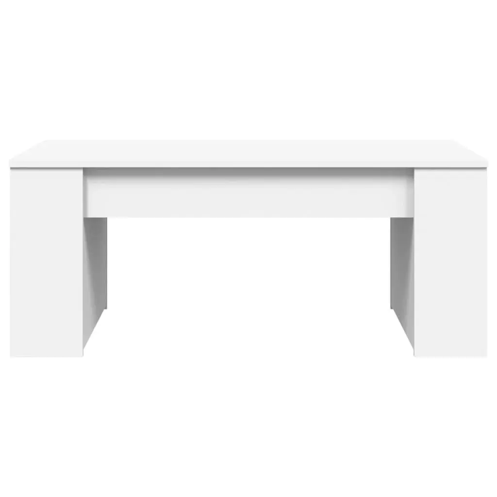 Coffee Table White Engineered Wood 102x55x42cm Storage Compartment Living Room Furniture