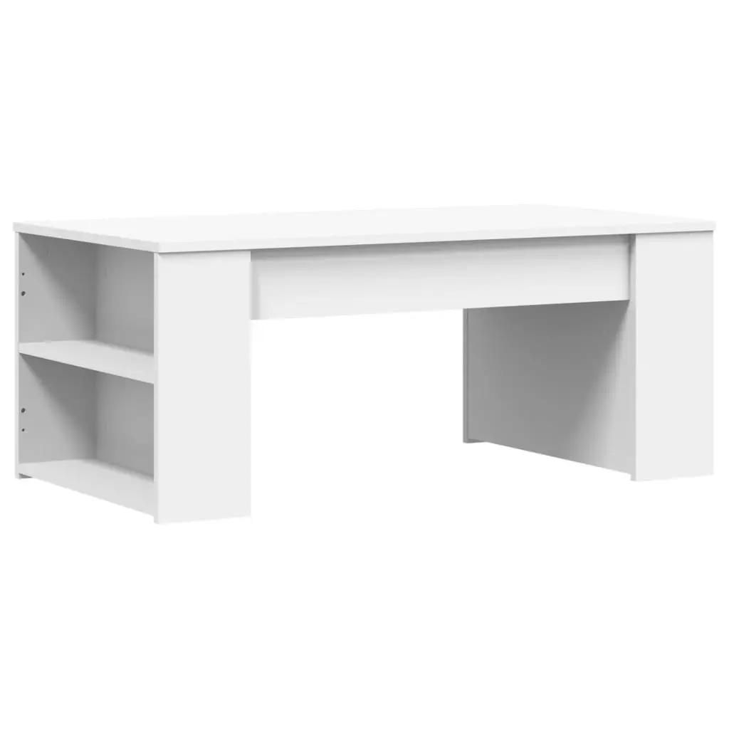 Coffee Table White Engineered Wood 102x55x42cm Storage Compartment Living Room Furniture