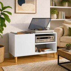 Versatile White Record Cabinet Perfect for Your Home