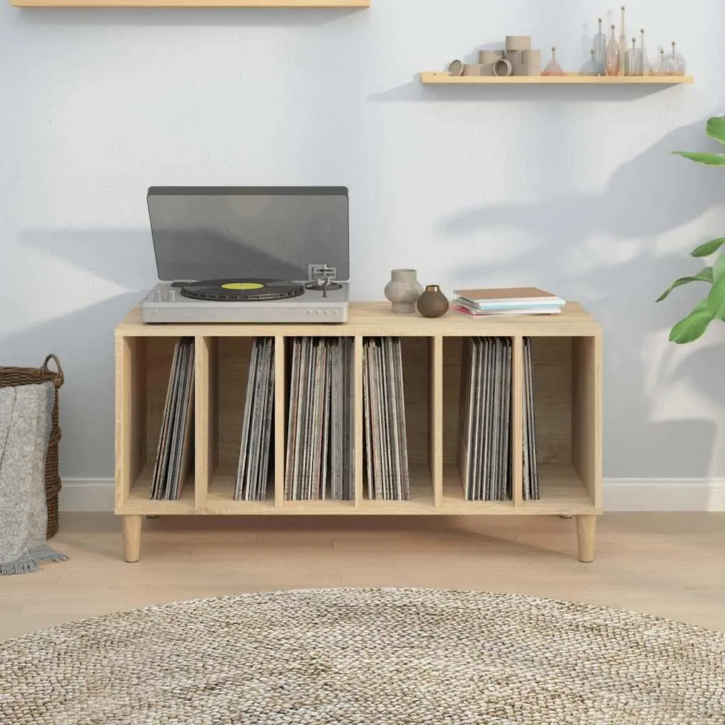 Vinyl LP Organizer Cabinet Engineered Wood Brown Storage Display 100x38x48cm