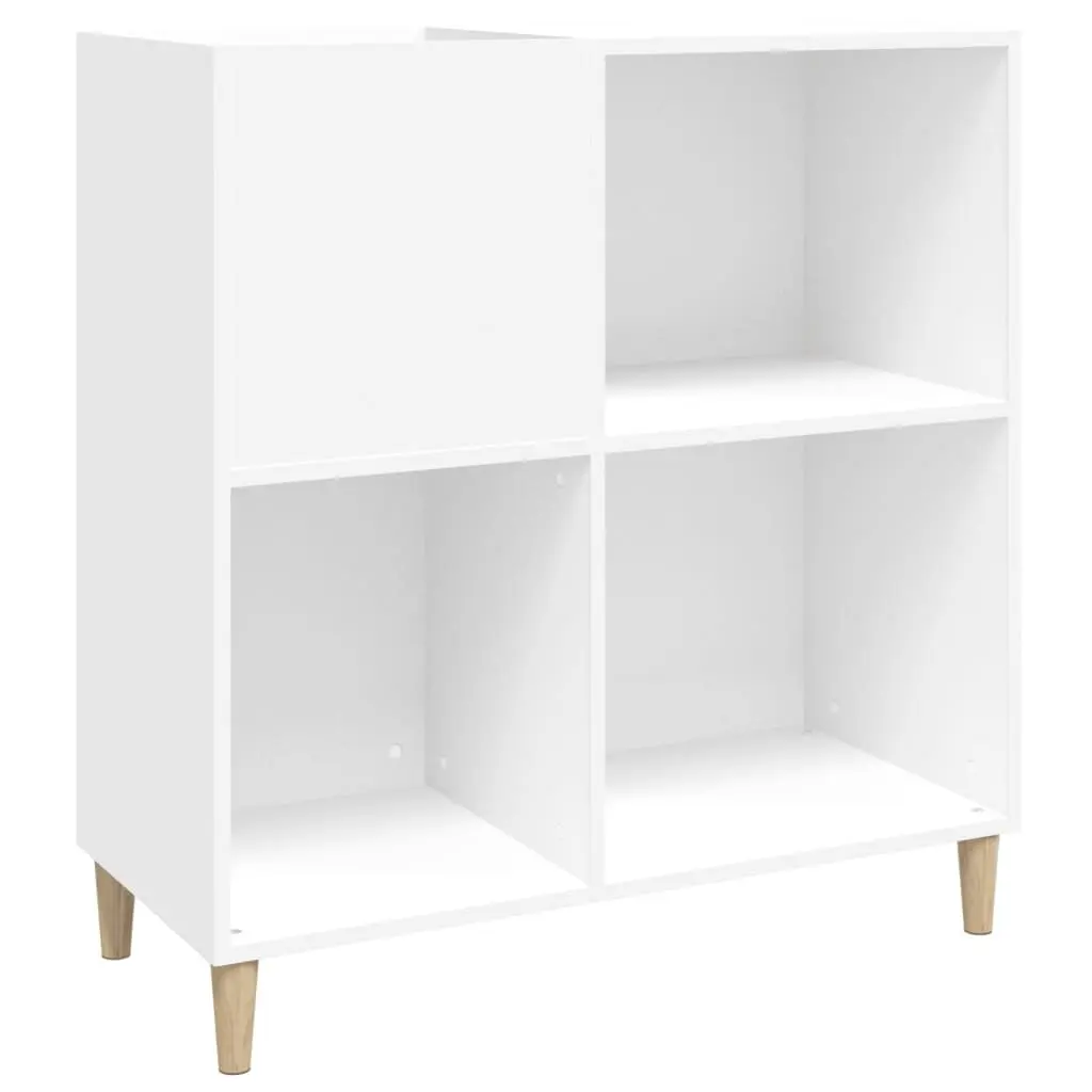 Record Cabinet Engineered Wood White Storage Vinyl LP Display Case