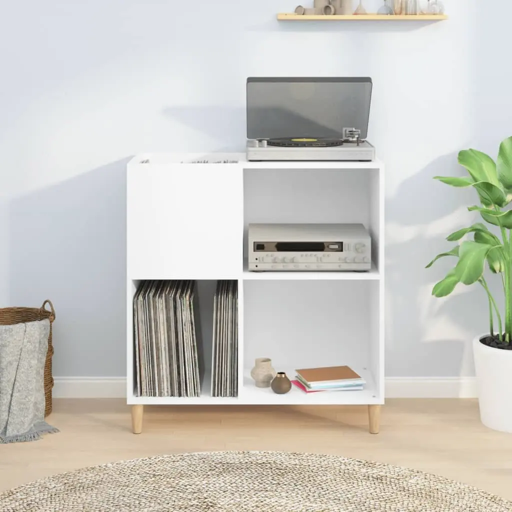 Record Cabinet Engineered Wood White Storage Vinyl LP Display Case