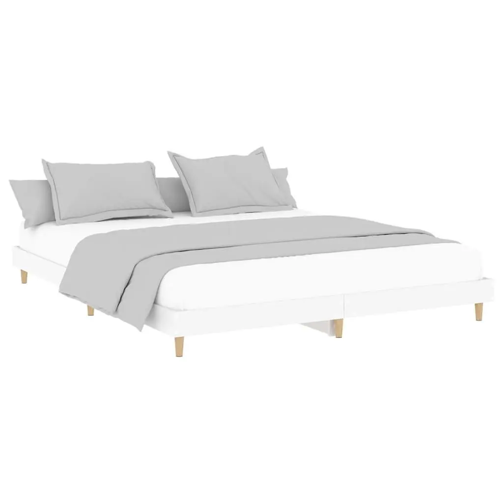 King Bed Frame White 183x203cm Engineered Wood Platform Bedroom Furniture