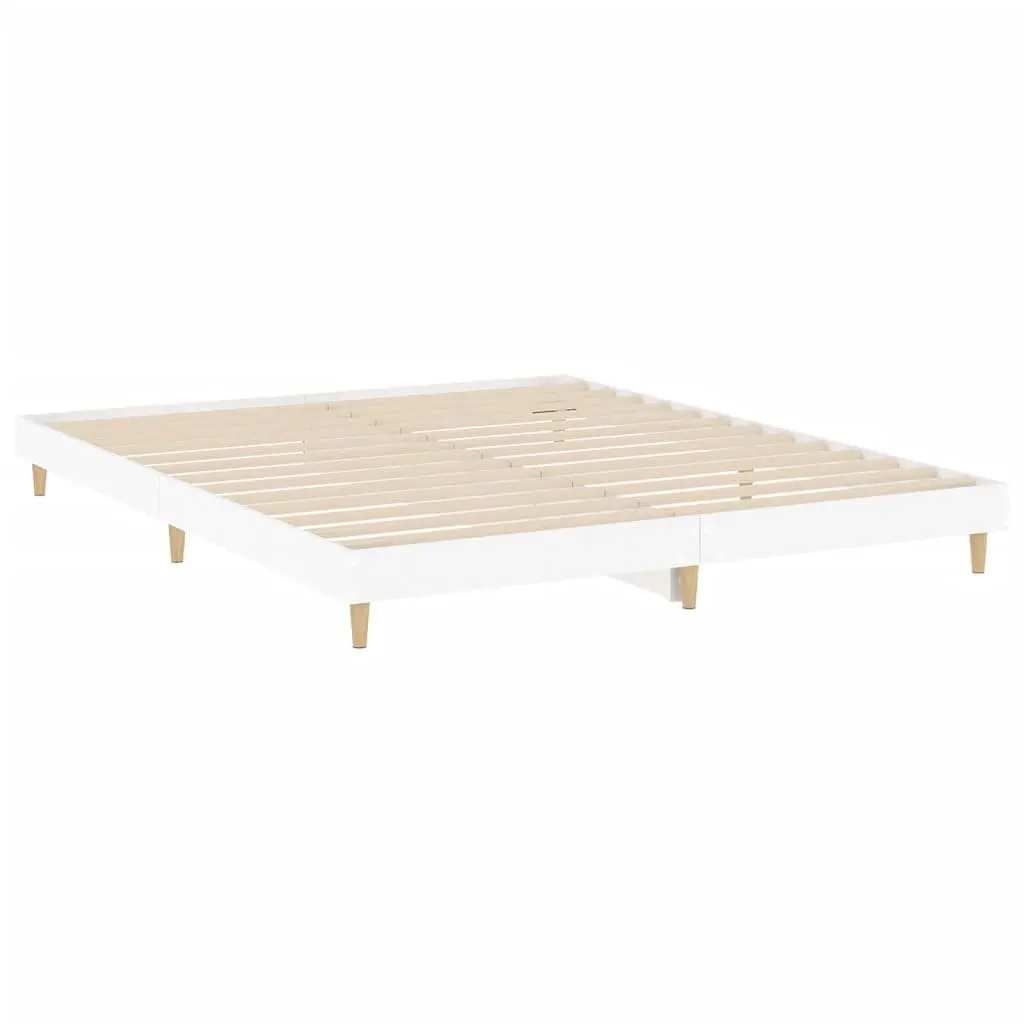 King Bed Frame White 183x203cm Engineered Wood Platform Bedroom Furniture