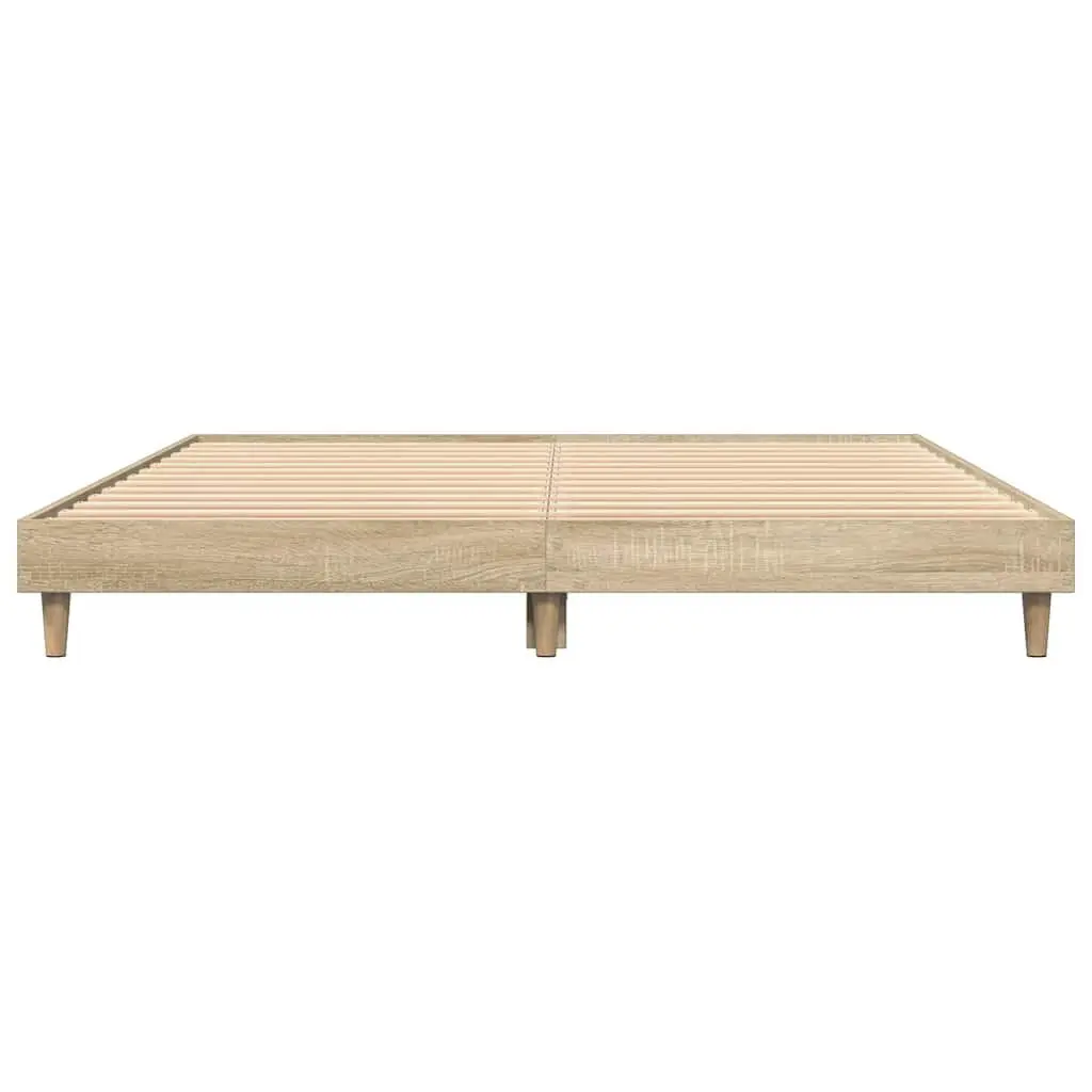 Bed Frame Engineered Wood 135x190 cm Brown Sturdy Wooden Legs Sleep Platform