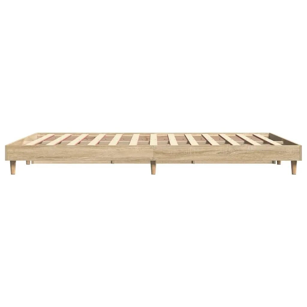 Bed Frame Engineered Wood 135x190 cm Brown Sturdy Wooden Legs Sleep Platform