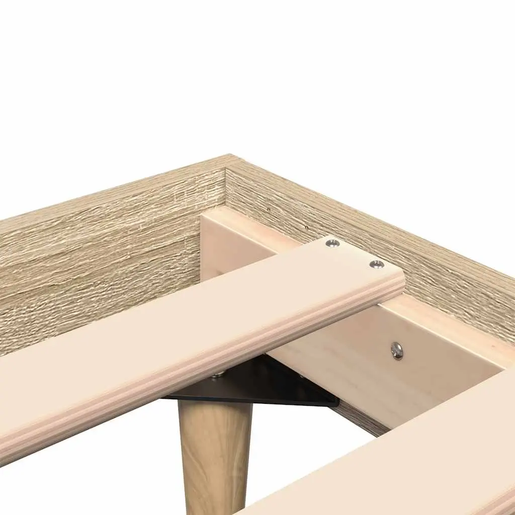 Bed Frame Engineered Wood 135x190 cm Brown Sturdy Wooden Legs Sleep Platform
