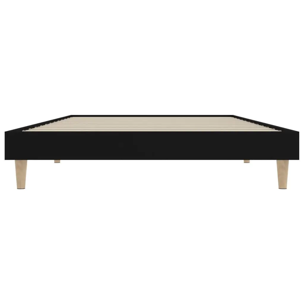 Black Bed Frame Engineered Wood 90x190 cm Plywood Slats Sturdy Wooden Legs