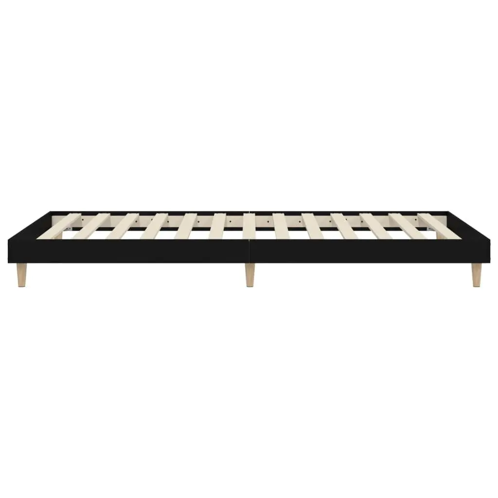 Black Bed Frame Engineered Wood 90x190 cm Plywood Slats Sturdy Wooden Legs