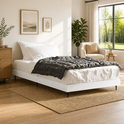 Versatile White Bed Frame 90x190 cm for Any Bedroom
