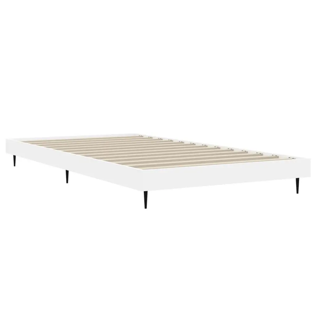 Bed Frame 90x190 cm White Single Engineered Wood Slatted Base Bedroom Furniture