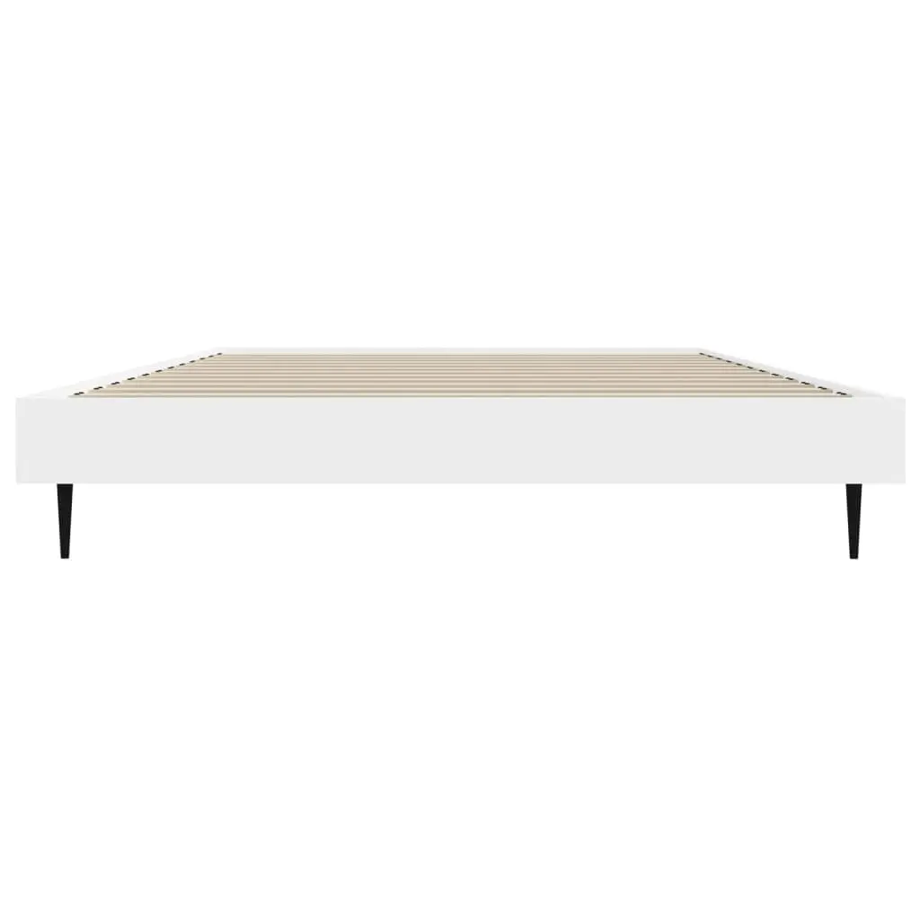 Bed Frame 90x190 cm White Single Engineered Wood Slatted Base Bedroom Furniture