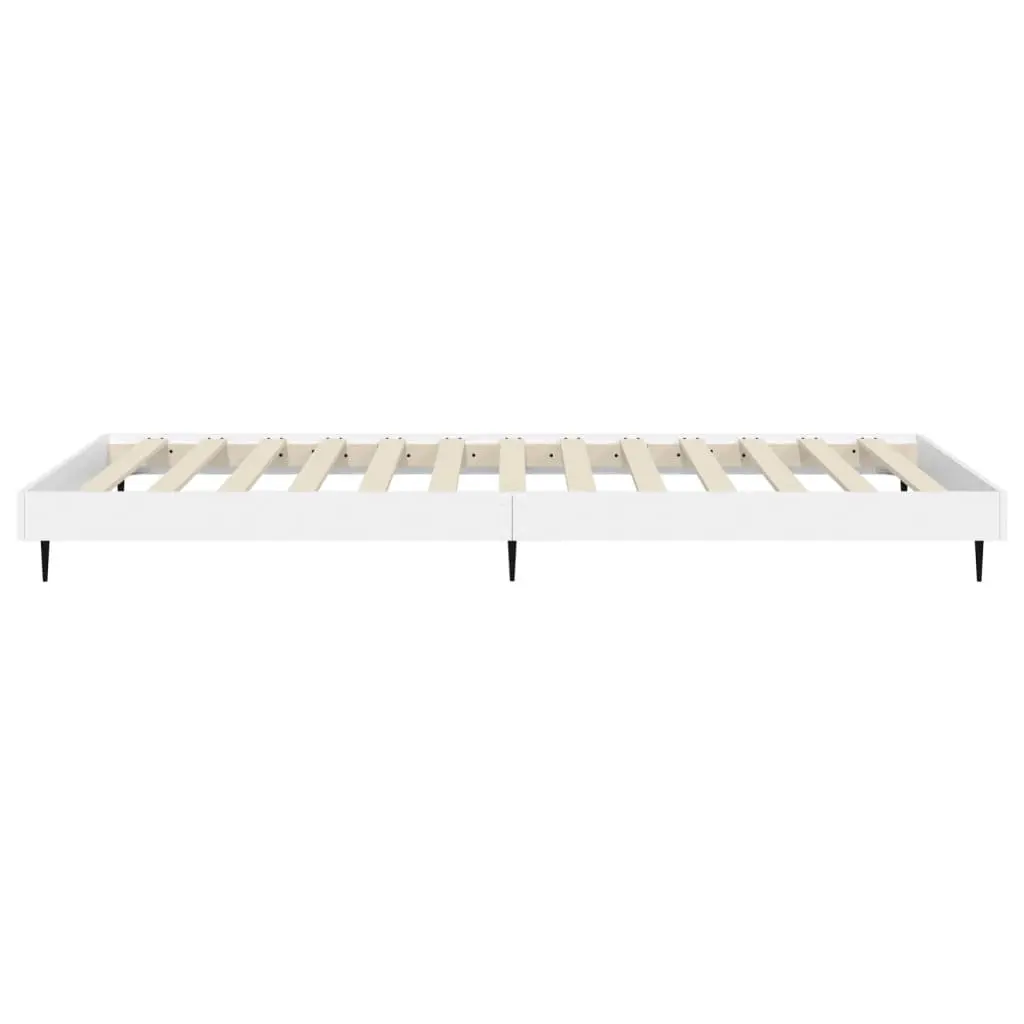 Bed Frame 90x190 cm White Single Engineered Wood Slatted Base Bedroom Furniture