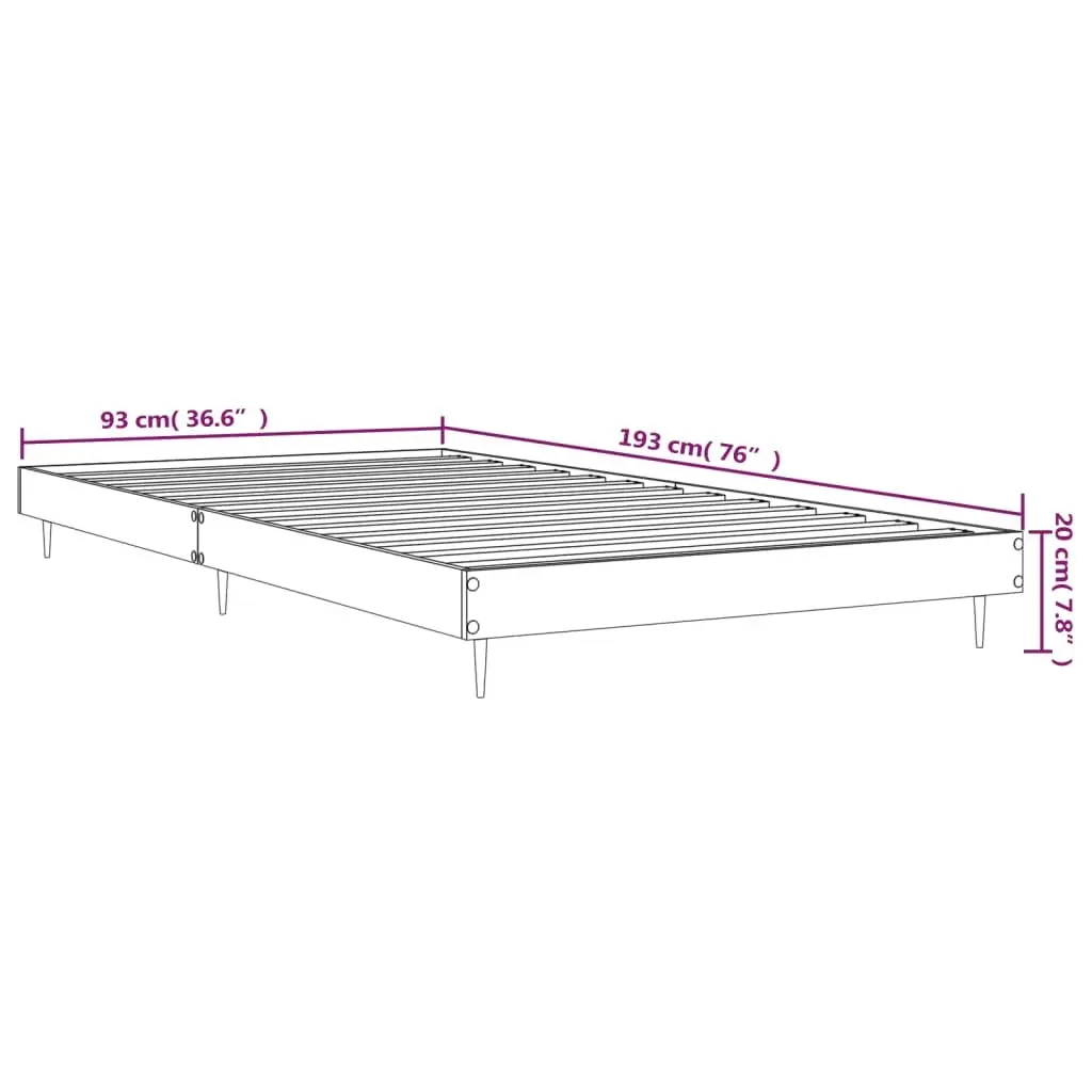 Bed Frame 90x190 cm White Single Engineered Wood Slatted Base Bedroom Furniture