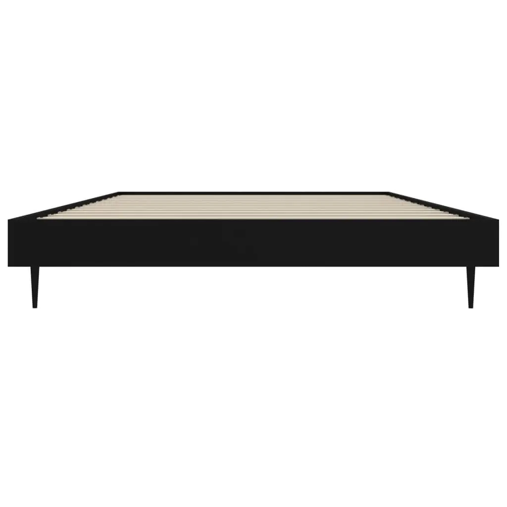 Black Bed Frame Engineered Wood 90x190 cm Slatted Base with Metal Legs