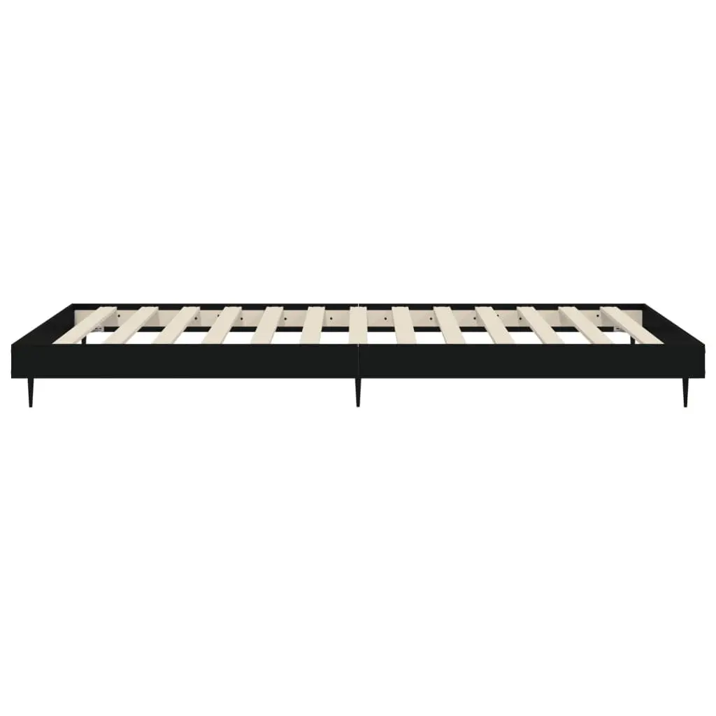 Black Bed Frame Engineered Wood 90x190 cm Slatted Base with Metal Legs