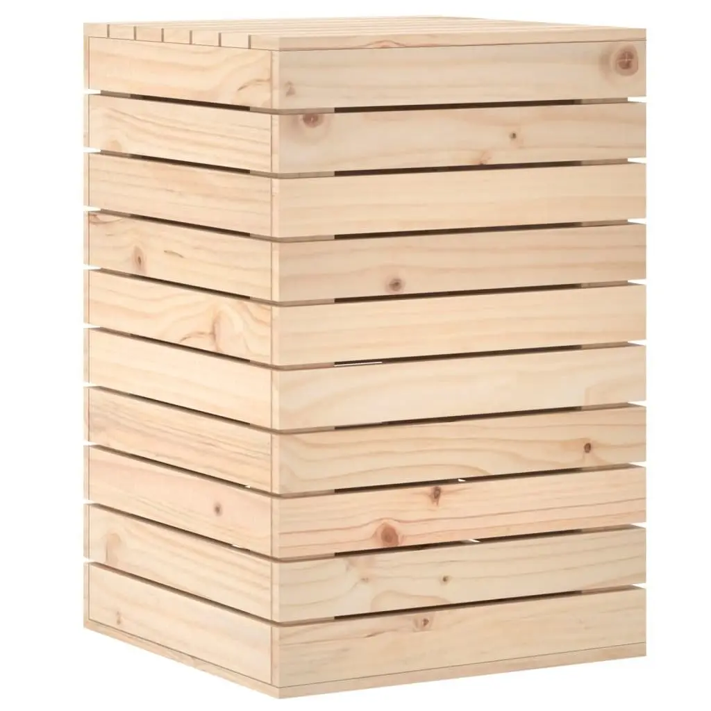 Laundry Basket Lidded Solid Pine Wood Brown 44x44x66 cm Storage Bin